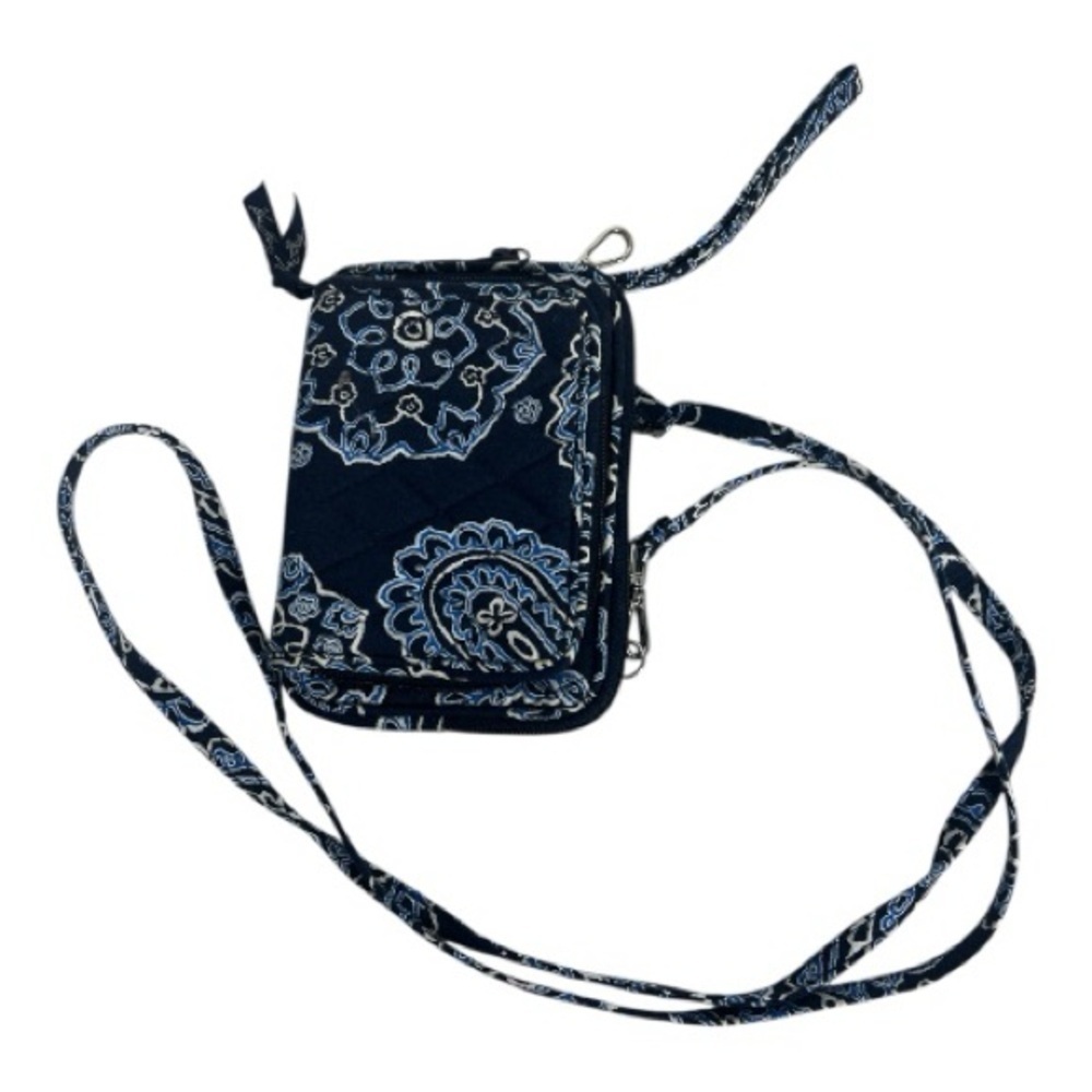 Vera Bradley Crossbody Wallet Navy Paisley NWOT